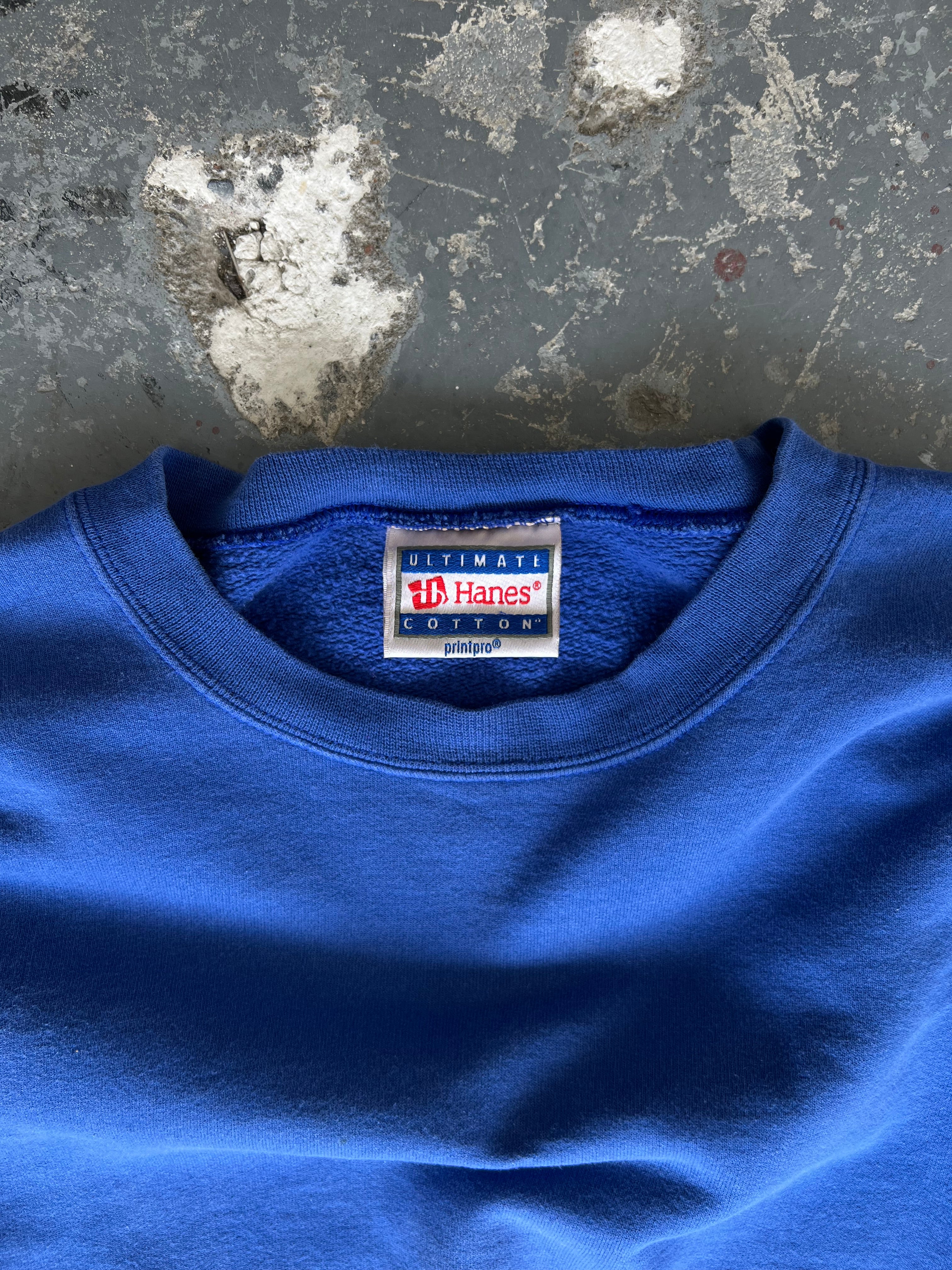 90s Hanes Blank Blue Crewneck - XL